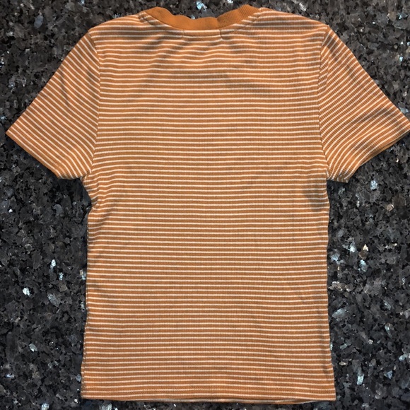 Active USA Mustard and White Striped Tee - 2 - Picture 3 of 4